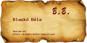 Blaskó Béla névjegykártya
